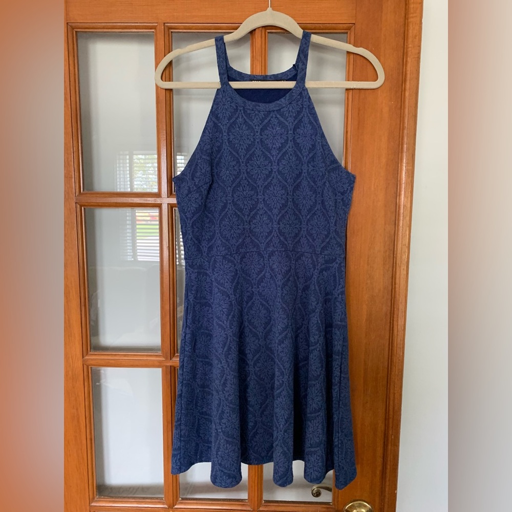 Navy Blue Dainty-Patterened Dress